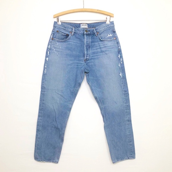 AGold E button fly, distressed, relaxed, jeans - Picture 1 of 13